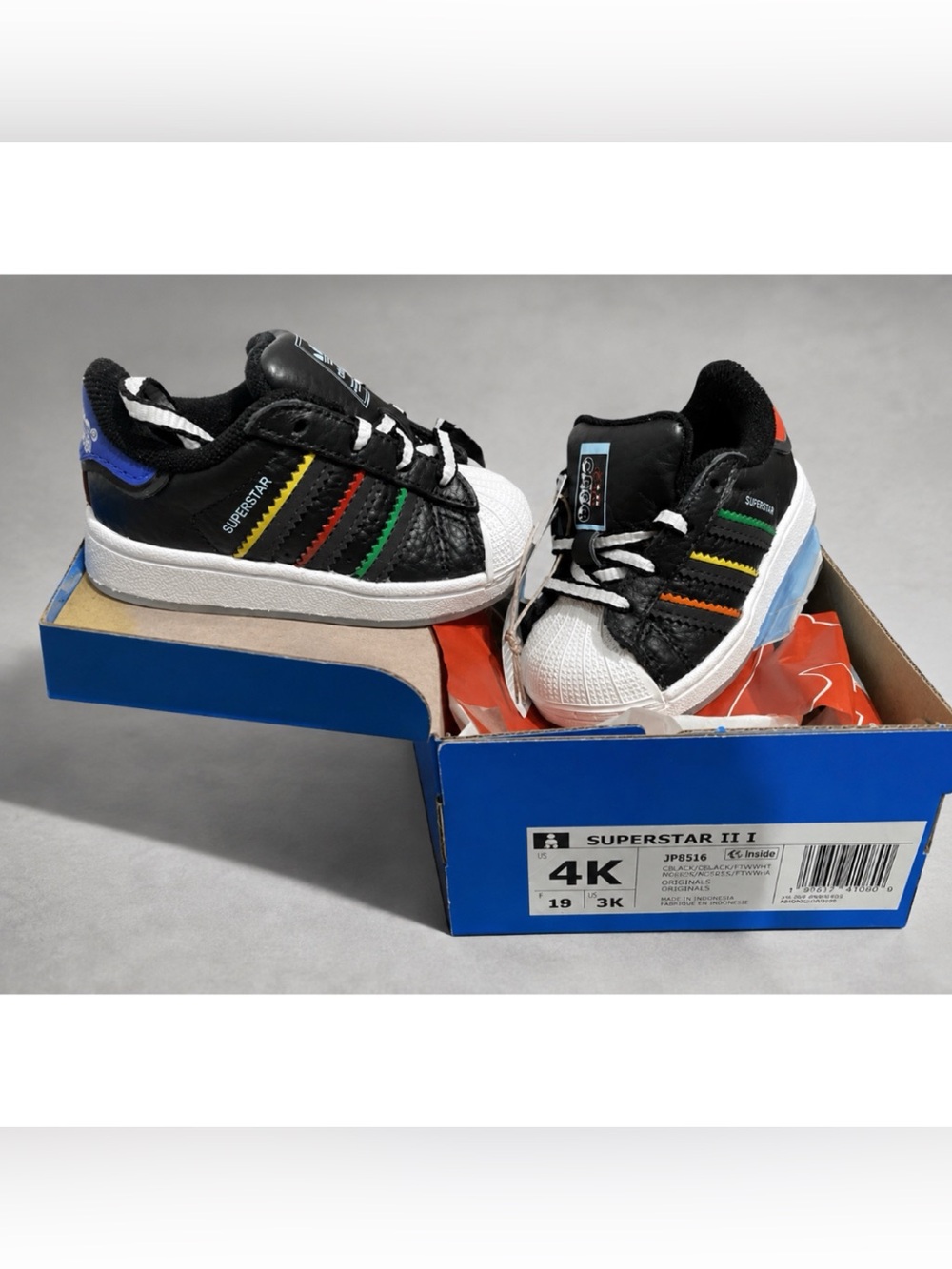 Adidas Chicago Superstar Black/ Multicolor Shell Toe size 4K